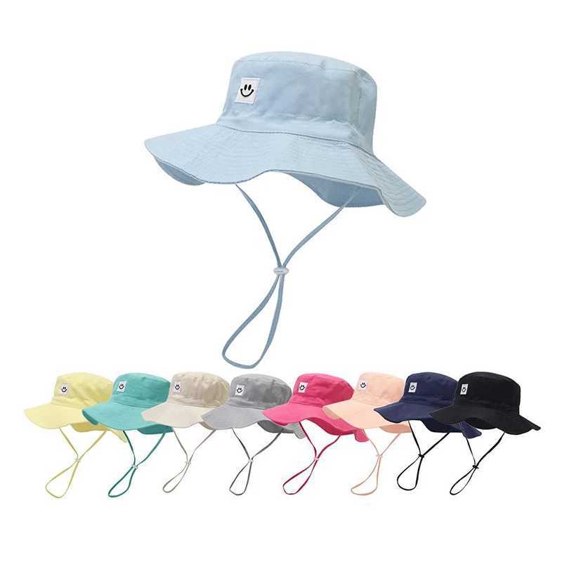 15Y Boy Children Solid Color Fishermans Cap Girl Baby Solid Casual Sunscreen Hat Infant Cotton Caps Kid Windproof Basin Hats Z251029