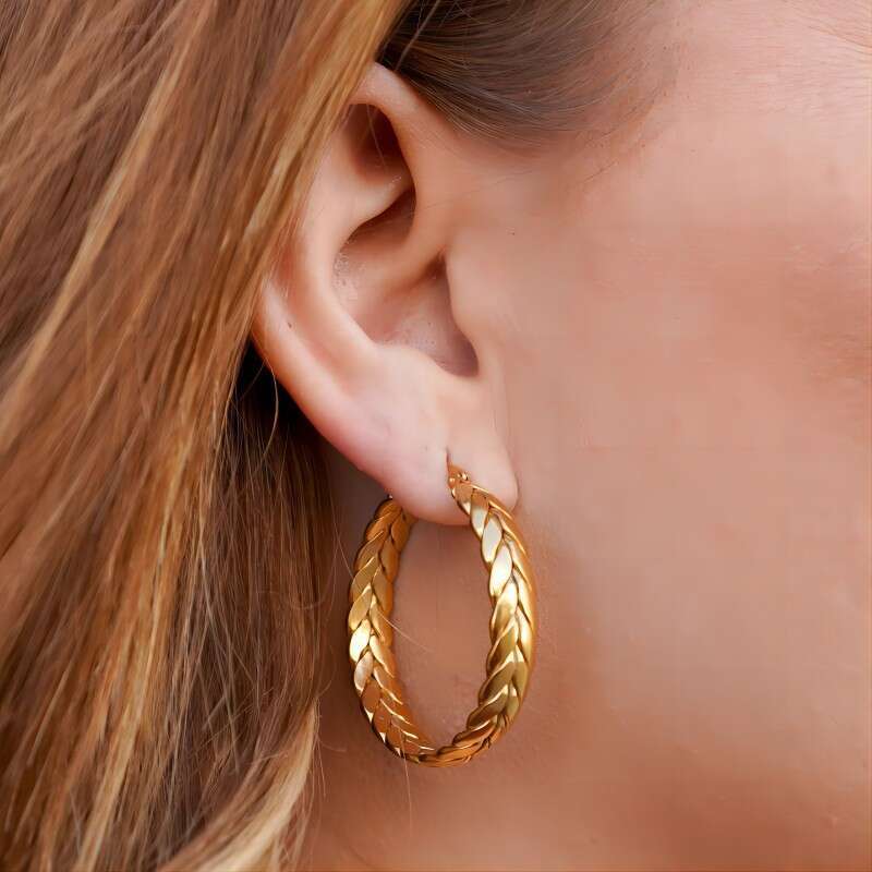 Light Style Niche Design Studs Gold Stainless Steel Wheat Earrings High-end Feel Ear Jewelry for Women