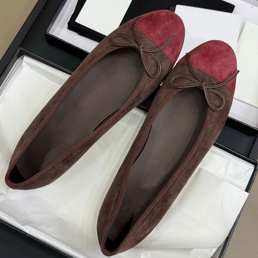 Top quality Bow Sheepskin ballet flats Round toe loafers womens Flat dress shoes Luxury designer shoes leather shoes Factory footwear Black pink denim white