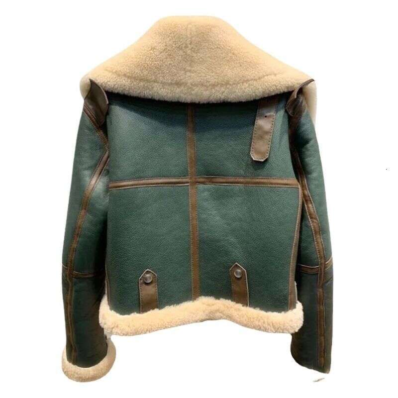 Dresses Dresses 2024 Winter Wear Large Lapel Motorcycle Clothing Women's Thick Short Fur One Piece Sheepskin Shearling Coat