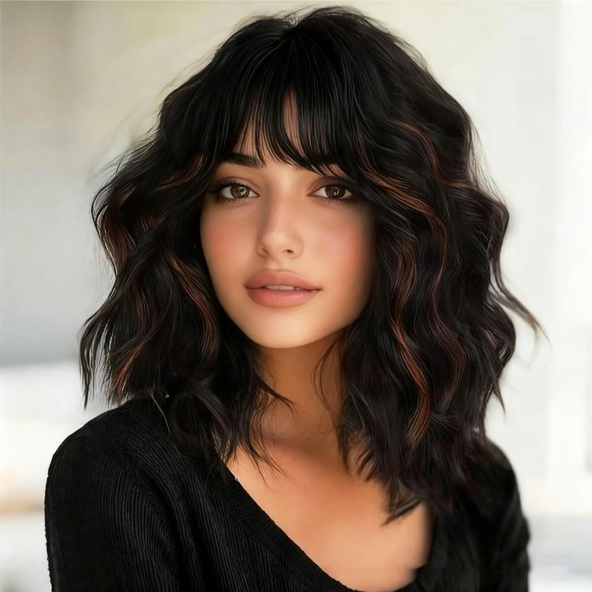 Women's Water Wave Deep Long Hair Synthetic High-Temperature Fiber Curly Wig