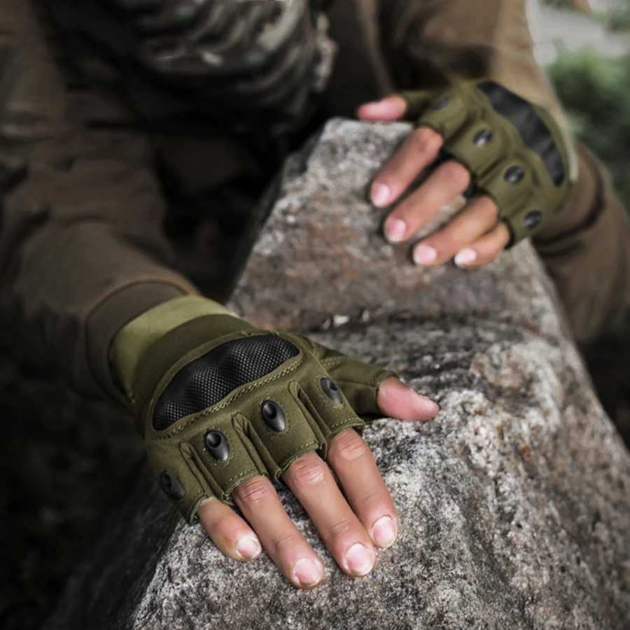 1 Pair Tactical Fingerless Half Finger Motorcycle Motocross Nonslip Guantes Moto Outdoor Sport Motorbiker Racing Gloves J250922