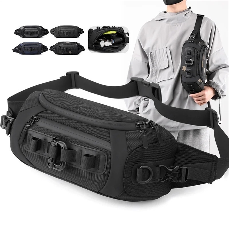 Fashion Men Waist Bag Outdoor Sports Tactical Fanny Pack Multifunction Waterproof Male Chest Bag Mens Crossbody Bags Bum 241223bj