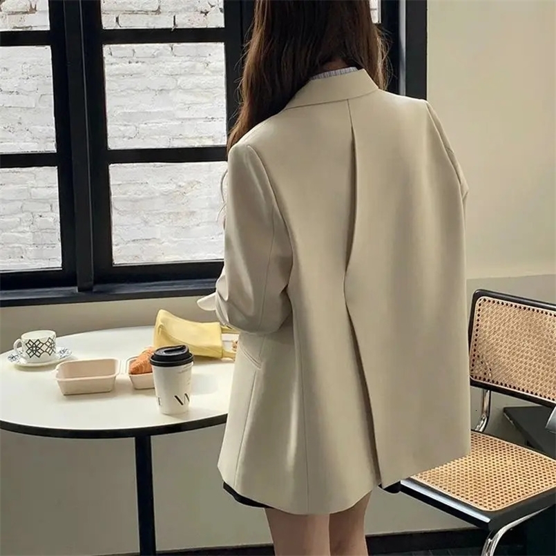 Fat MM Extra Large Size 150kg Lapel Collar Womens Suit Jacket Spring and Autumn Loose Korean Style Back Slit Casual Blazer 240826