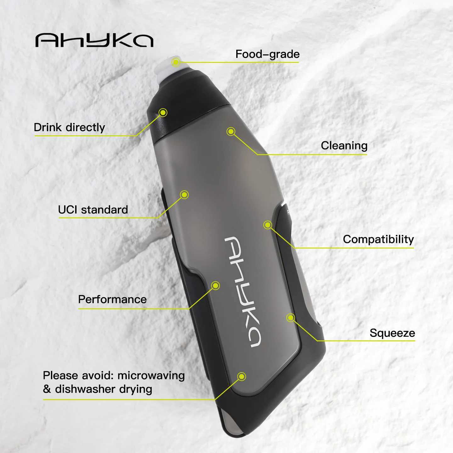 AhyKa Aerodynamic Bike Water Bottle Set 600ml Lightweight Road Bike Cycling Water Bottle Squeeze to Drink Design J250923