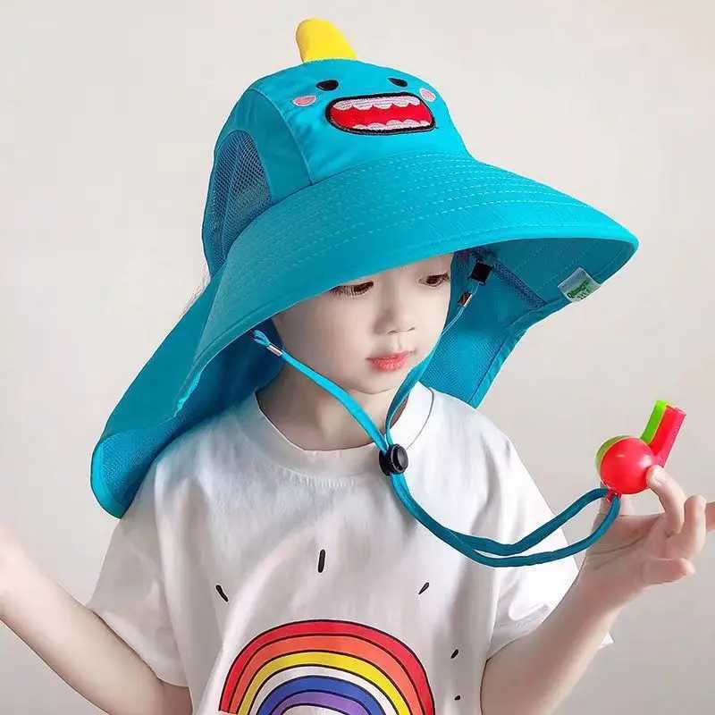 Summer Childrens Sun Hat Foldable Baby Beach Hat UV Resistant Thin Breathable Large Brim Fisherman Cartoon Hat Z251029