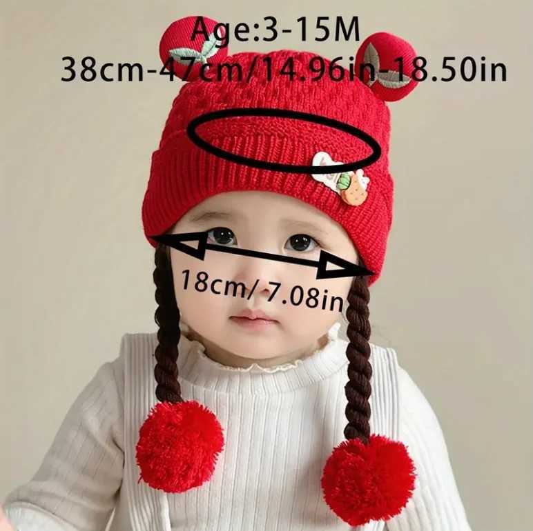 Kids Hat AutumnWinter Cute Cartoon Pullover Beanie with Braids for Girls and Boys 315 Months Warm Thickened Ear Protection Z251029
