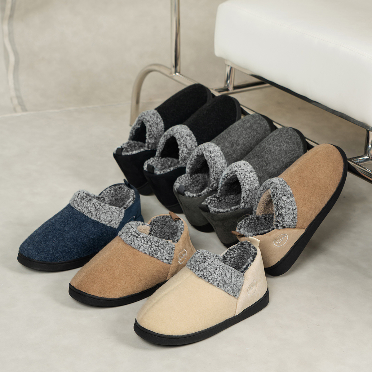 Hairy webbing cotton home cotton shoes thickened indoor non-slip cotton slippers warm and fleece to wear cotton slippers outside