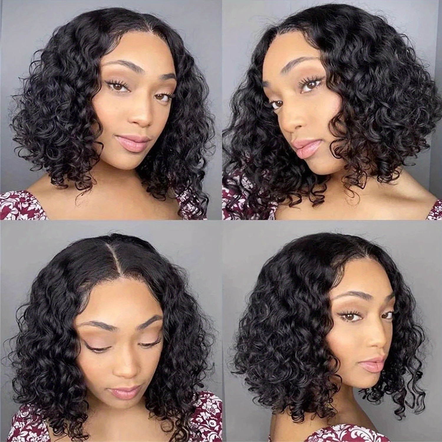 13X4 Bouncy Deep Wave Glueless Bob Wig 200% Density Human Hair Wigs Deep Wave Lace Front Wigs Upgraded