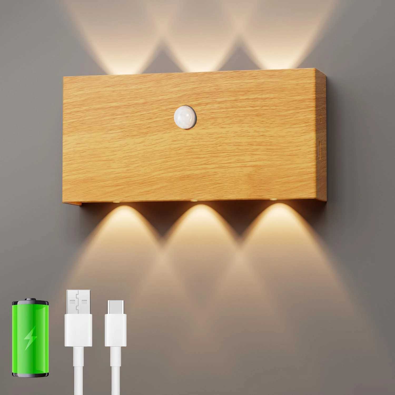 4000mAh LED Battery Wall Light Indoor Wall Lamp with Motion Sensor Wireless for Hallway Living Room Bedroom Garage 6W Lighting C251124