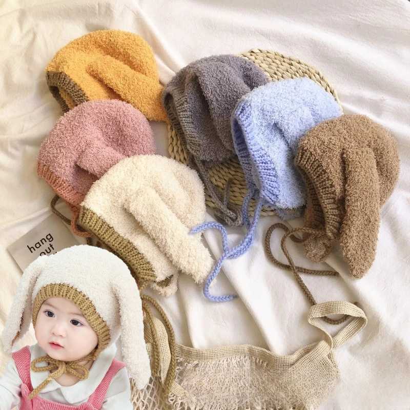 03Years Baby Hat Autumn Winter Ear Rabbit Knitted Kids Hat Cute Wool Hat Baby Accessories Newborn Girl Boy Beanie Cap Z251029