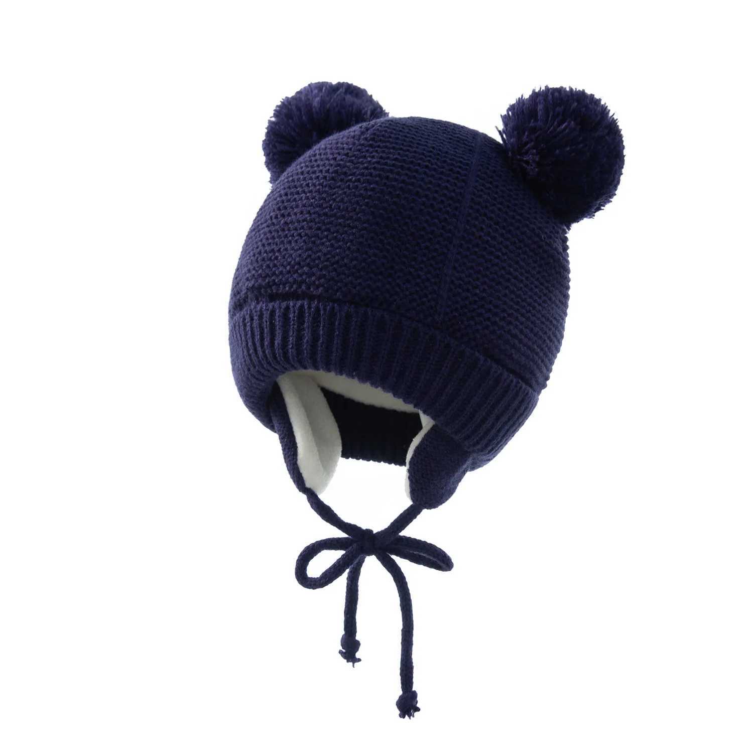 Winter Baby Stuff Hat for Boy Girls Accessories Knited Cap Kids Hat Fleece Warm Gloves Thick Winter Ear Kids Hat Baby Bonnet Z251029