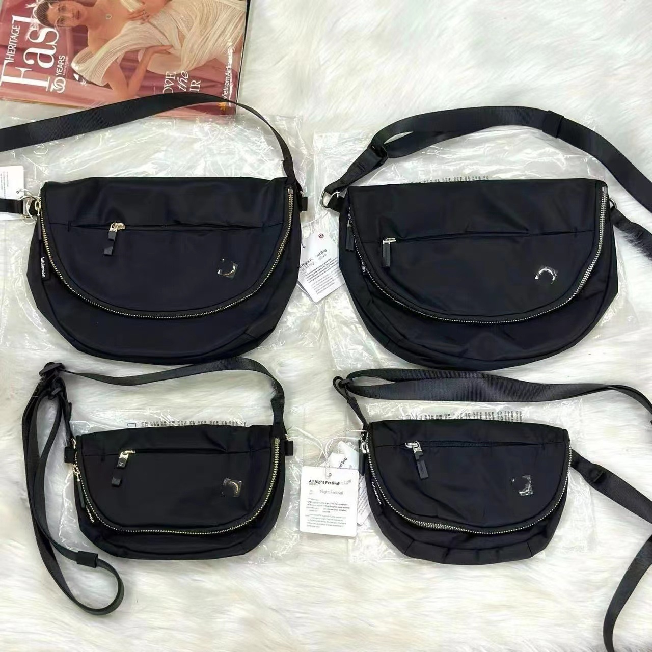 US Stock All Night Festival Bag Gold Color Version 5L Pinkyoga Multifunctional Fitness Yoga Outdoor Bag Crossbody Bag for WomenStrap Purse Nylon Handbags