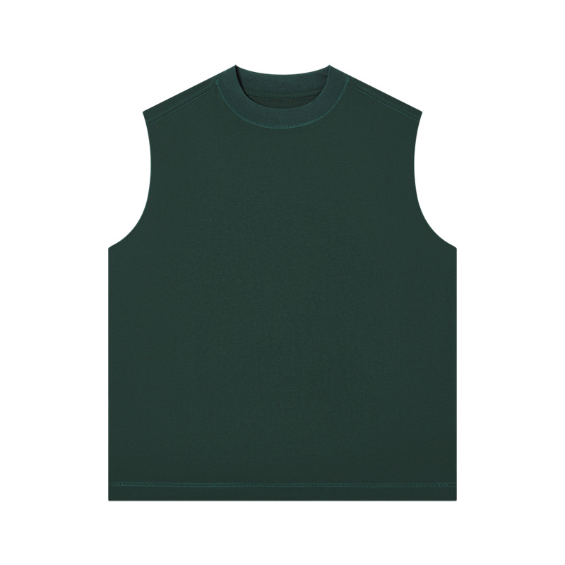 Spring-Summer Men's Street Tee - Pure Cotton Solid Color, Double Pocket Detail, Split Cuff Short Sleeve, New Arrival-80B