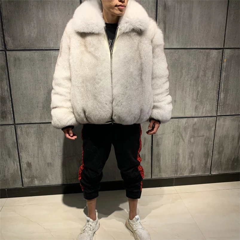 mens fur jacket mens real fox fur outwear winter coat mens natural fur jacket 240823