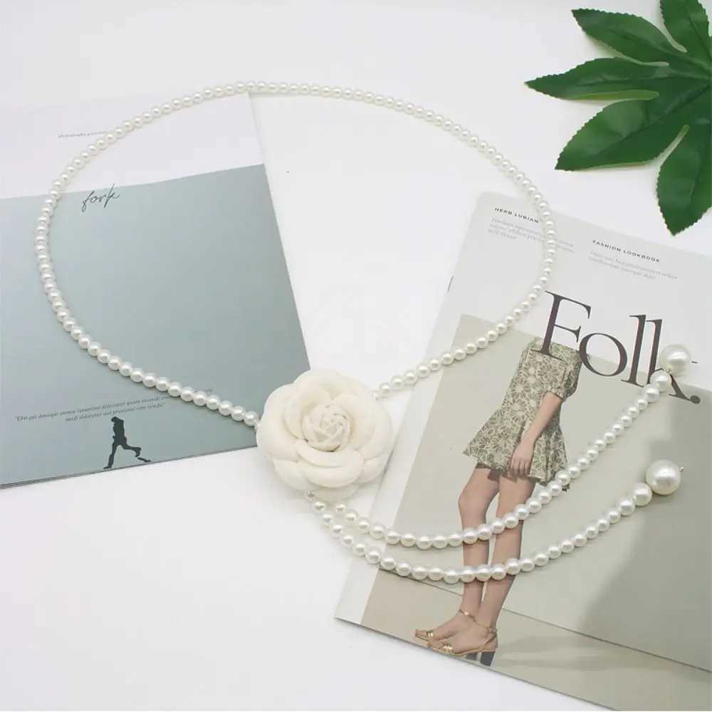 Fashion New Camellia Flower Pearl Waist Belts Dress Decorative Rope Clothing Accessories Women Belt Elegant Pearl Waist Chain13 D250924
