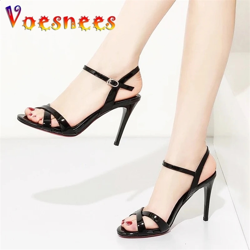 Black Women Slippers Summer Heels Party Sandals Sexy Bottom Ladies Party Shoes Thin Heels Stiletto Slides Stripper Shoes 250206