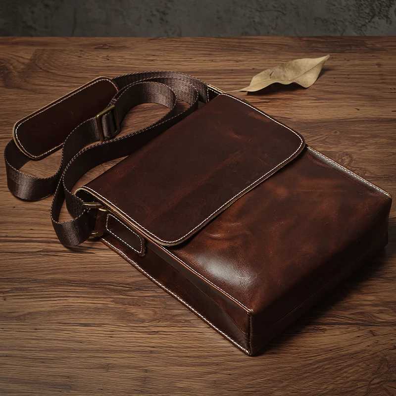 NUKA Mens Genuine Leather Shoulder Bag Retro Flap Crossbody Bags Casual Trend Satchel High Quality Luxury Cowhide Messenger Bag J251025