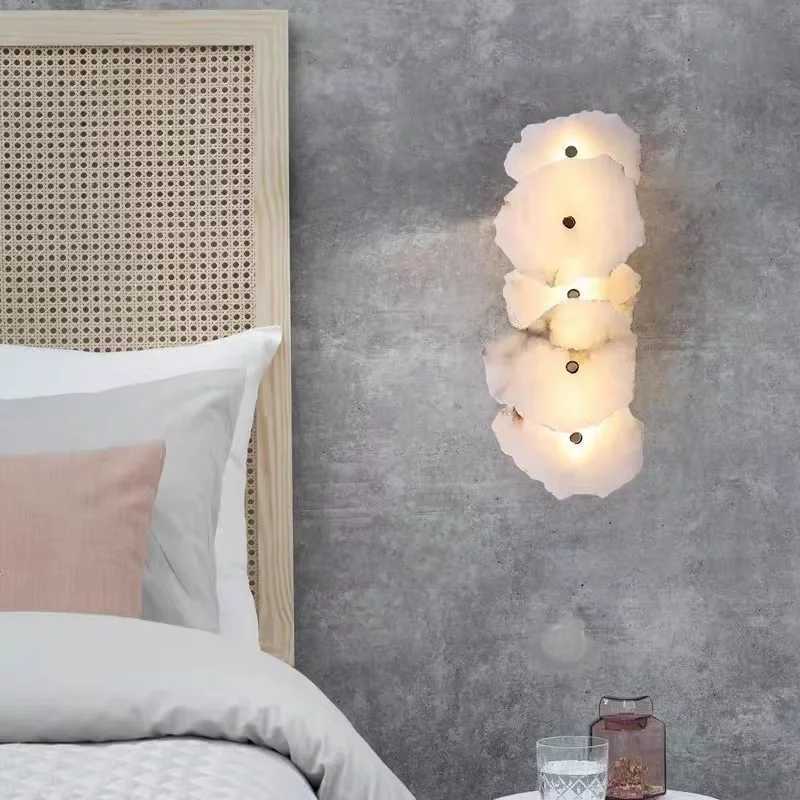 Luxury Natural Marble Wall Lamp Nordic Irregular stone hanging lamp for livingroom Bedroom Bedside staircase hallway hotel hall C250923