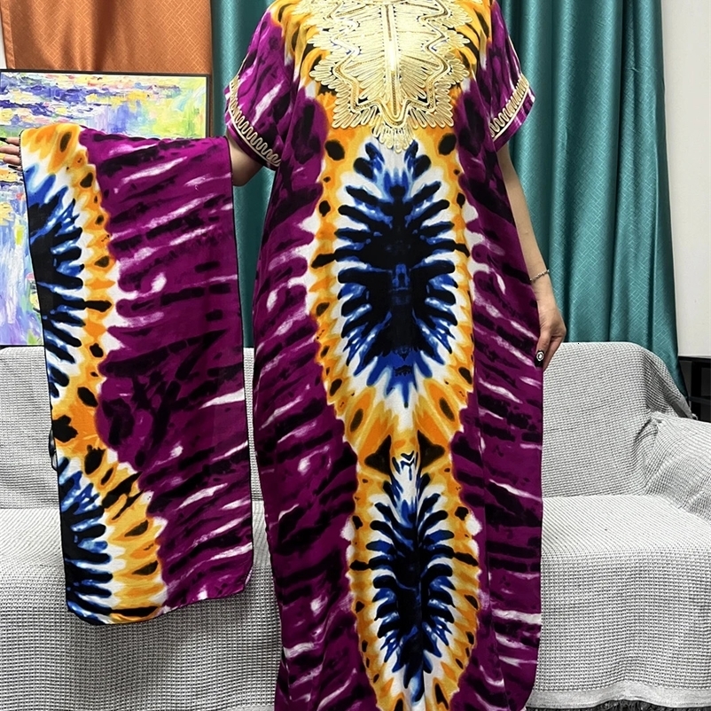 Muslim Printed Abayas For Women Dubai Cotton Short SLeeves Appliques Loose Femme Robe African Islam Dresses With Hijabs 240529