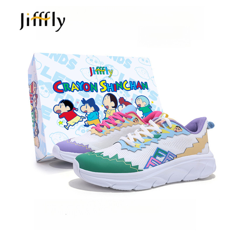Jifffly x Crayon Shin-chan collaboration sports shoes for women new 2025 style thick soled height-increasing running shoes that versatile and trendy o