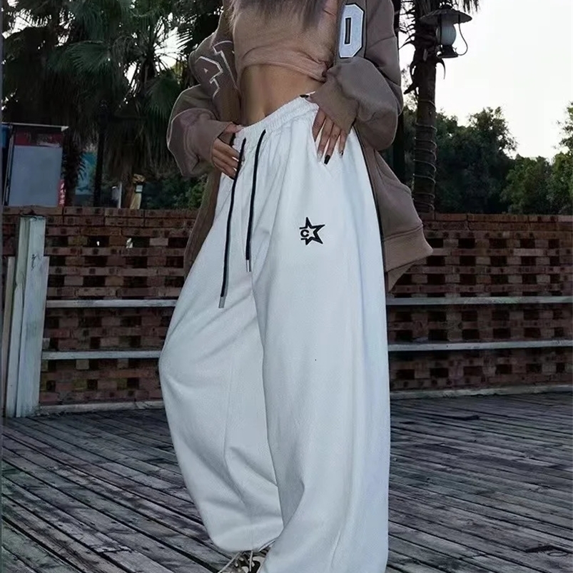 Korean Women Cargo American Style High Waist Fashion Y2K Streetwear Loose Wide Leg Pants Female Hip Hop Sweatpants Z260314