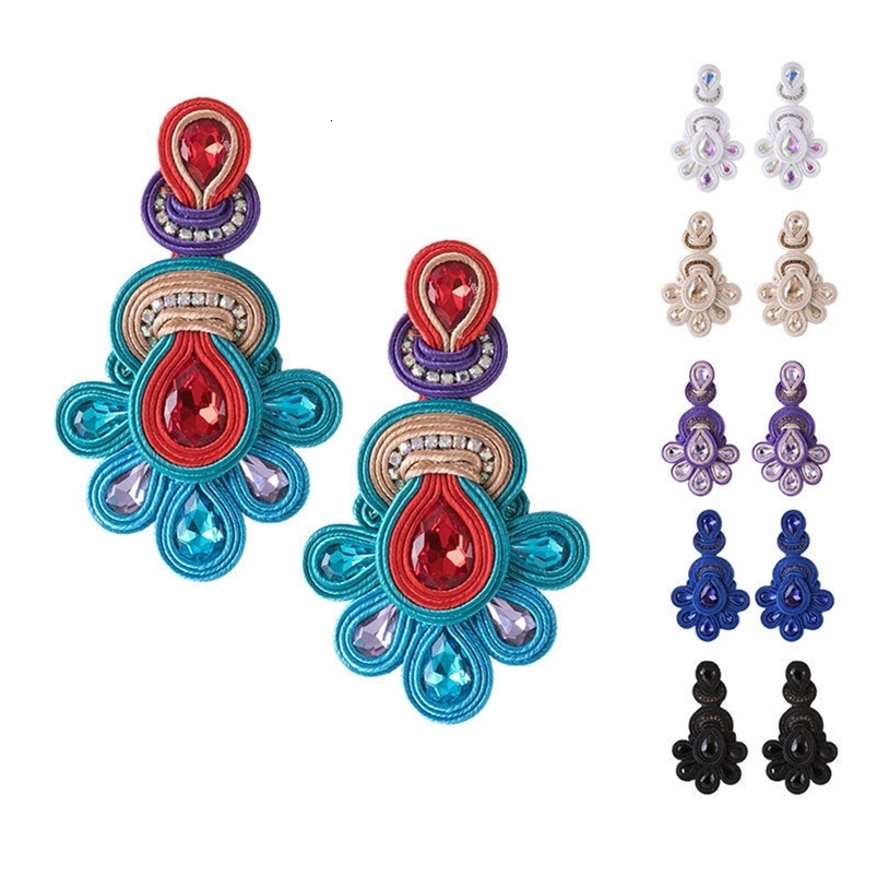 Dangle Chandelier KPACTA Fashion National Retro Earrings Female Big Earrings Soutache Handmade Crystal Pendant Earrings Party Gift Oorbellen 230209