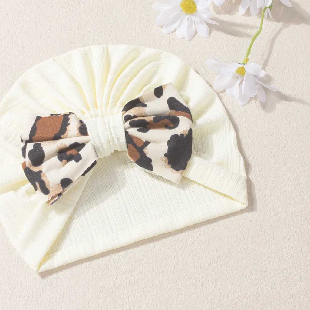 Kids Turban Bowknot Leopard Prints Baby Hat Girls Cotton Beanie Newborn Hats Toddler Head wraps Infant Cap Hair Accessories Z251029