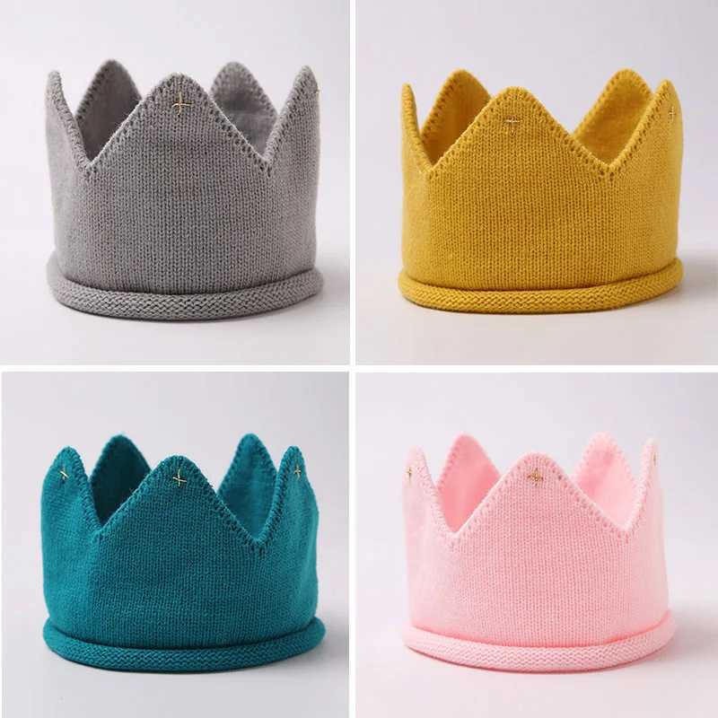 Knitted Crown Soft Cotton Baby Winter Hat Cap Newborn Photography Props For Birthday Party Decor Accesssories Z251029
