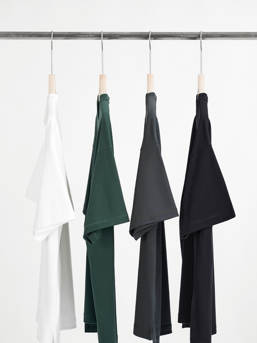 Spring-Summer Men's Street Tee - Pure Cotton Solid Color, Double Pocket Detail, Split Cuff Short Sleeve, New Arrival-58M
