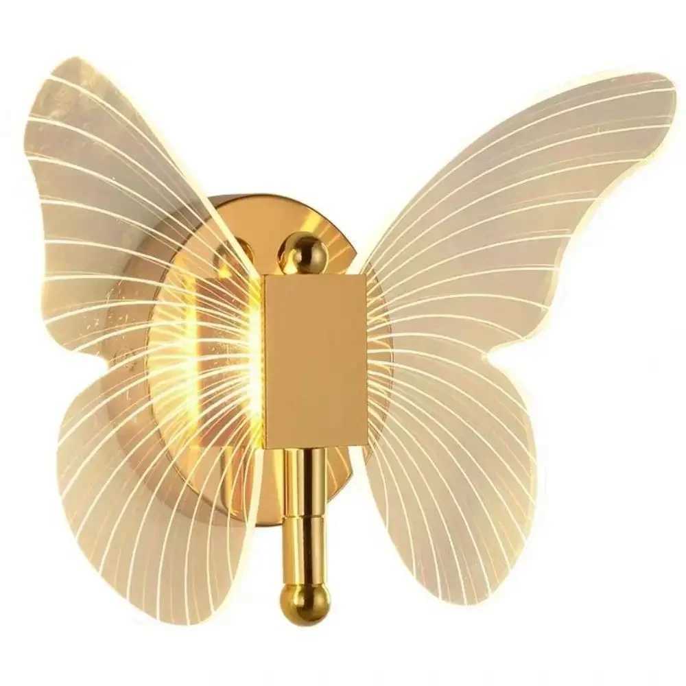 Metal Acrylic LED Butterfly Wall Lamp Modern Elegant Wall Light Sconces Tricolor Adjustment Creative Bedside Lamp C251124