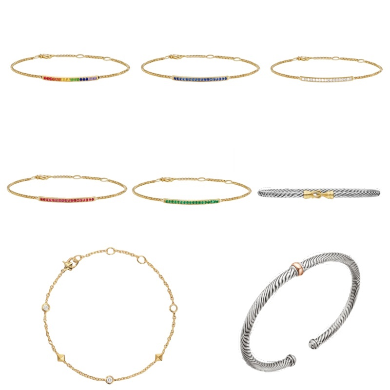 Box chain Designer Twisted Cuff Bangle Charm Bracelets for Women Men cross 3mm 4mm 5MM Wire Hip-Hop style 925 sterling silver Retro Madison Chain Bracelet Jewelry gift