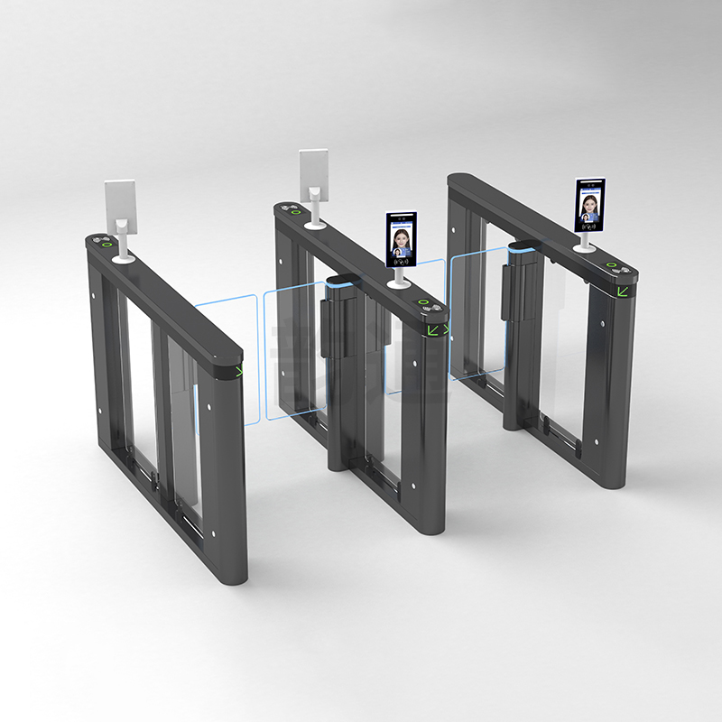 High-Speed Pedestrian Access Gate - Customizable Acrylic Edging & Side LEDs, Tempered Glass Panel, Brushless Swing Arm Speed Turnstile-NO03