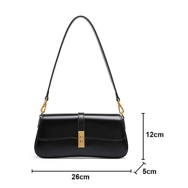 Genuine Leather Womens Shoulder Bag High Quality Vintage Baguette Bag Luxury Designer Women Crossbody Bags Cowhide Handbags J251025