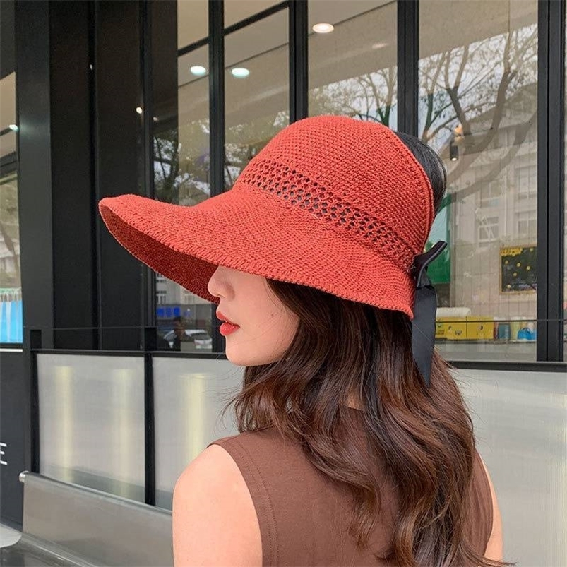 Wide Brim Hats Bucket Hats Spring Summer Sun Hat Rolling Foldable Anti-UV Beach Visor Caps Empty Top Hat Sun Shade Big Wide Brim Women's Bucket H