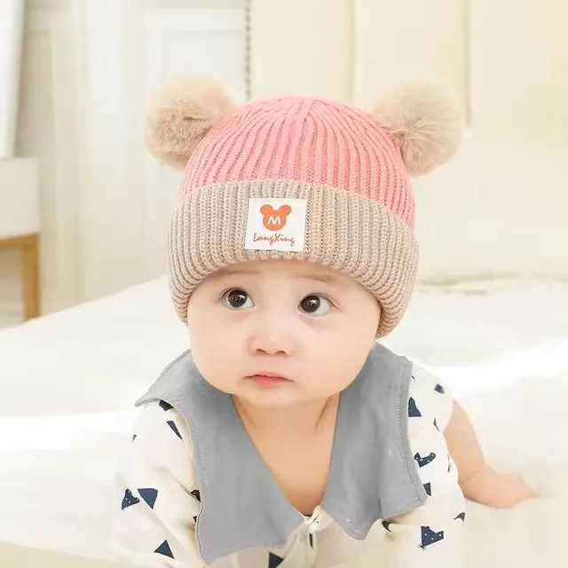 1Set Baby Hat Scarf Set Bear Warm Knitted Children Winter Hat Cap Bonnet Infant Toddler Kids Hat Boys Girls Crochet Beanie Z251029