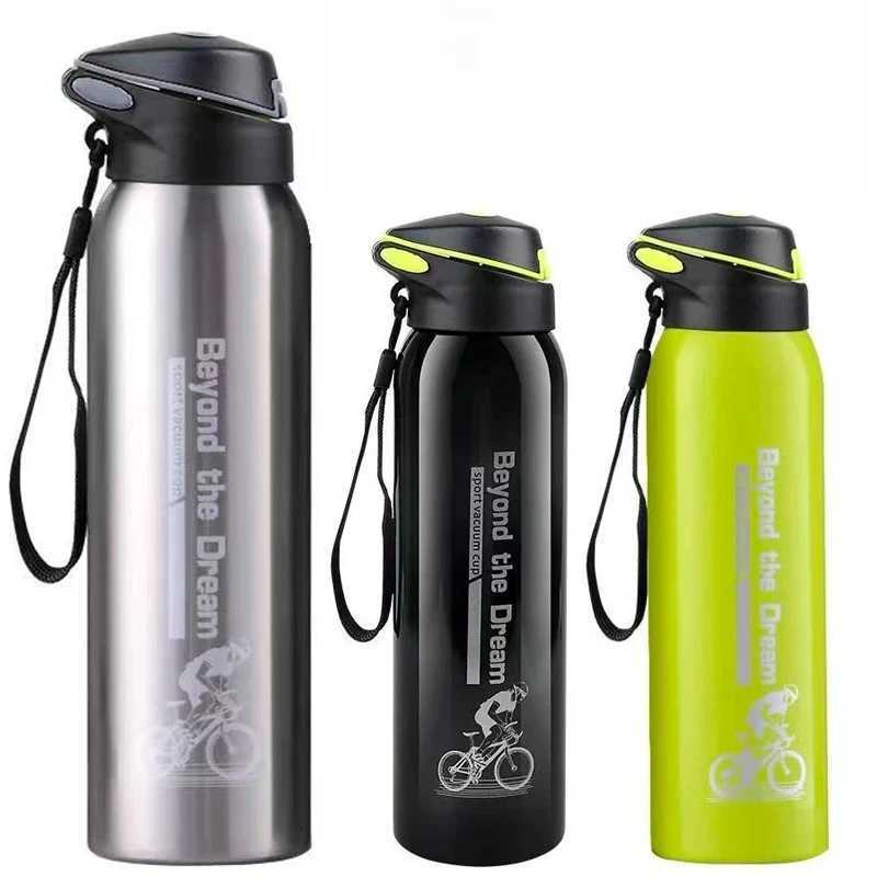 500ML Bicycle Water Bottle Vacuum Stainless Steel Cycling Water Bottle Double Walled Simple Thermo Mug Insulated With Straw J250923