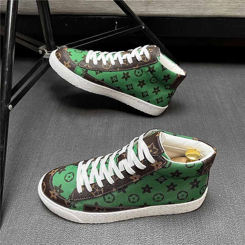 Designer shoes free shipping Casual sports high top sneakers for autumn winter trendy versatile youth lace up high top men's shoes black white gr