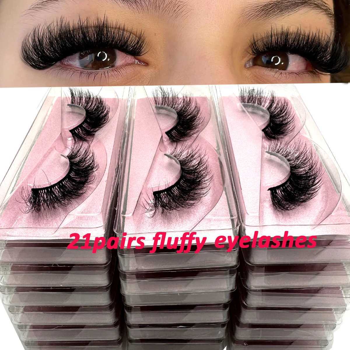 21 Pairs 3D Mink Wholesale Natural Eyelashes Lashes Handmade Fluffy Dramatic Lashes Cruelty Free False Eyelashes Makeup Lashes C250923