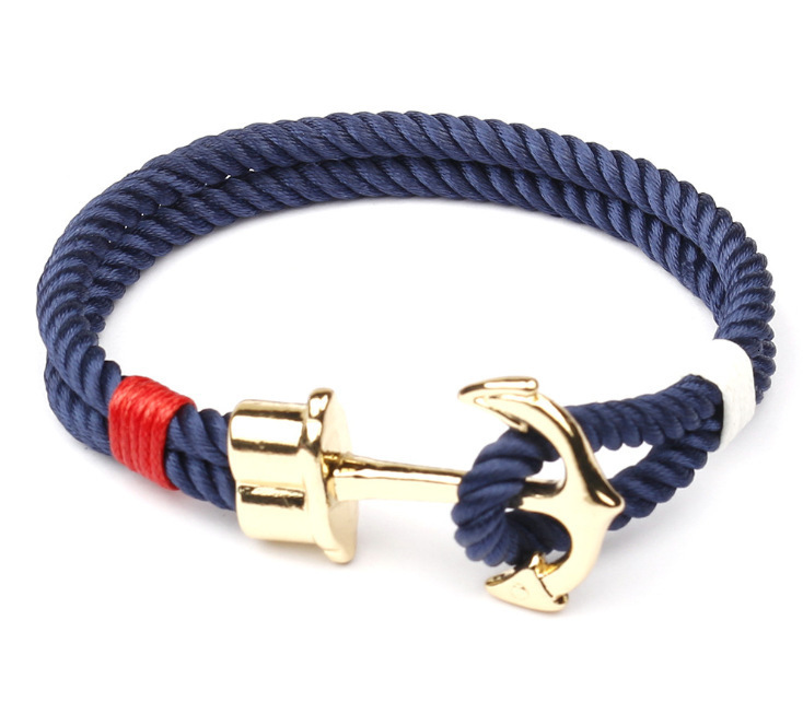 Fashion Anchor Leather Bracelet for Men - Woven Adjustable DIY Custom Accessories H260202