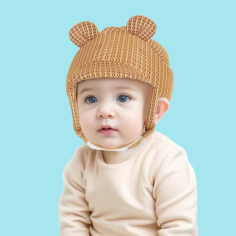 1pcs Cartoon Bear Anti collision Hat Baby Safety Hat Summer 3D Mesh Anti fall Hat Baby Anti fall Hat Learning Walking Hat Breath Z251029