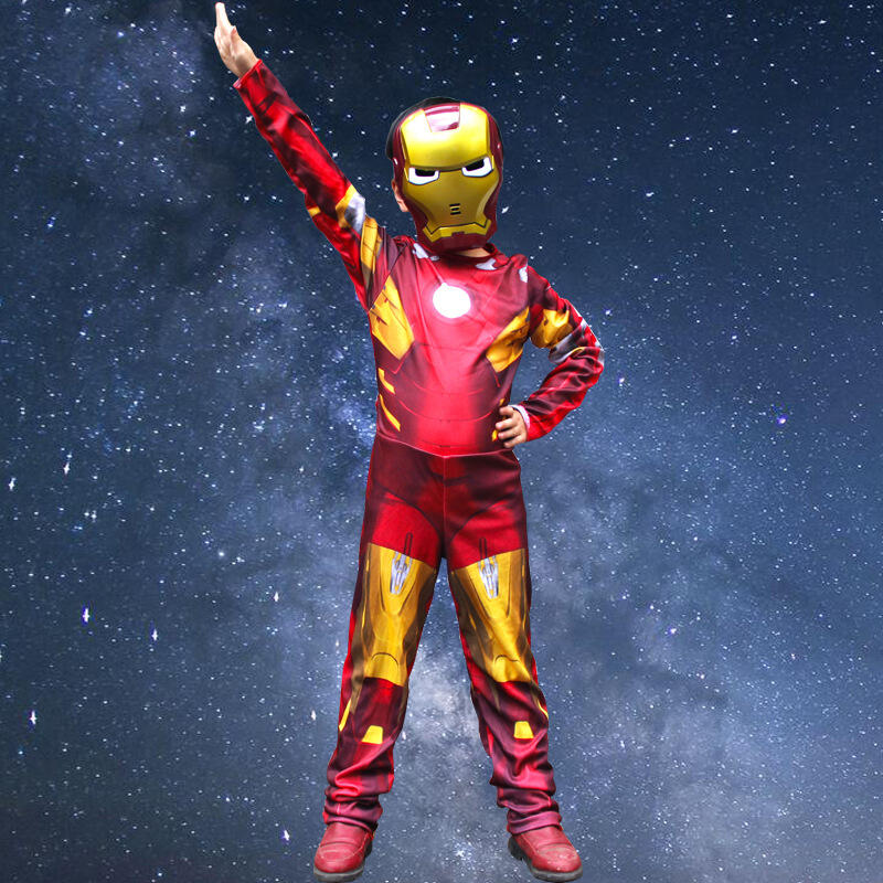 Disney Halloween glowing mask role-playing costume children's muscular Iron Man costume cosplay performance outfit anime dance party clothes boys