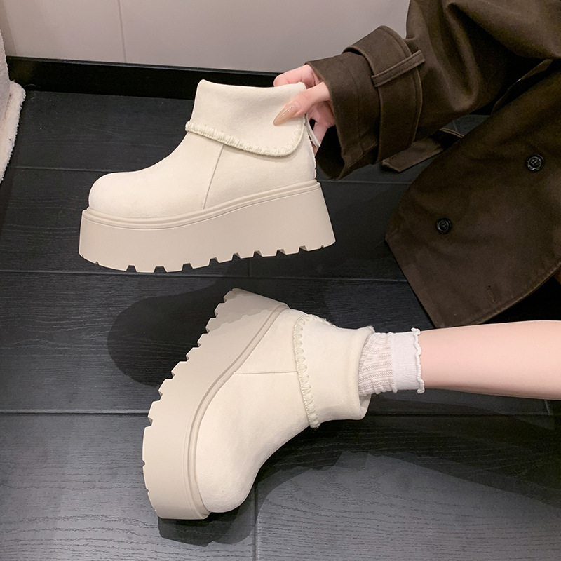 Women's thick-soled anti-slip snow boots 2025 new autumn and winter bread shoes slip-on fleece-lined thickened warm cotton shoes