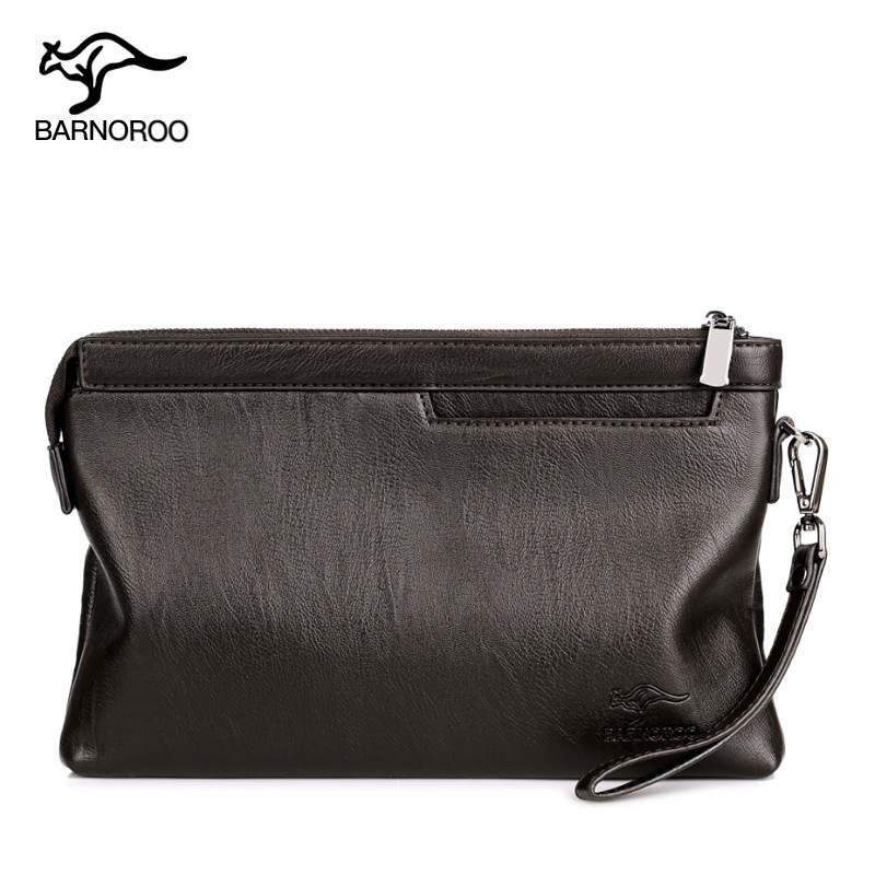 New Korean Style Mens Handbag Large Capacity Clutch Bag Envelope Bag Soft Leather Casual Underarm Bag