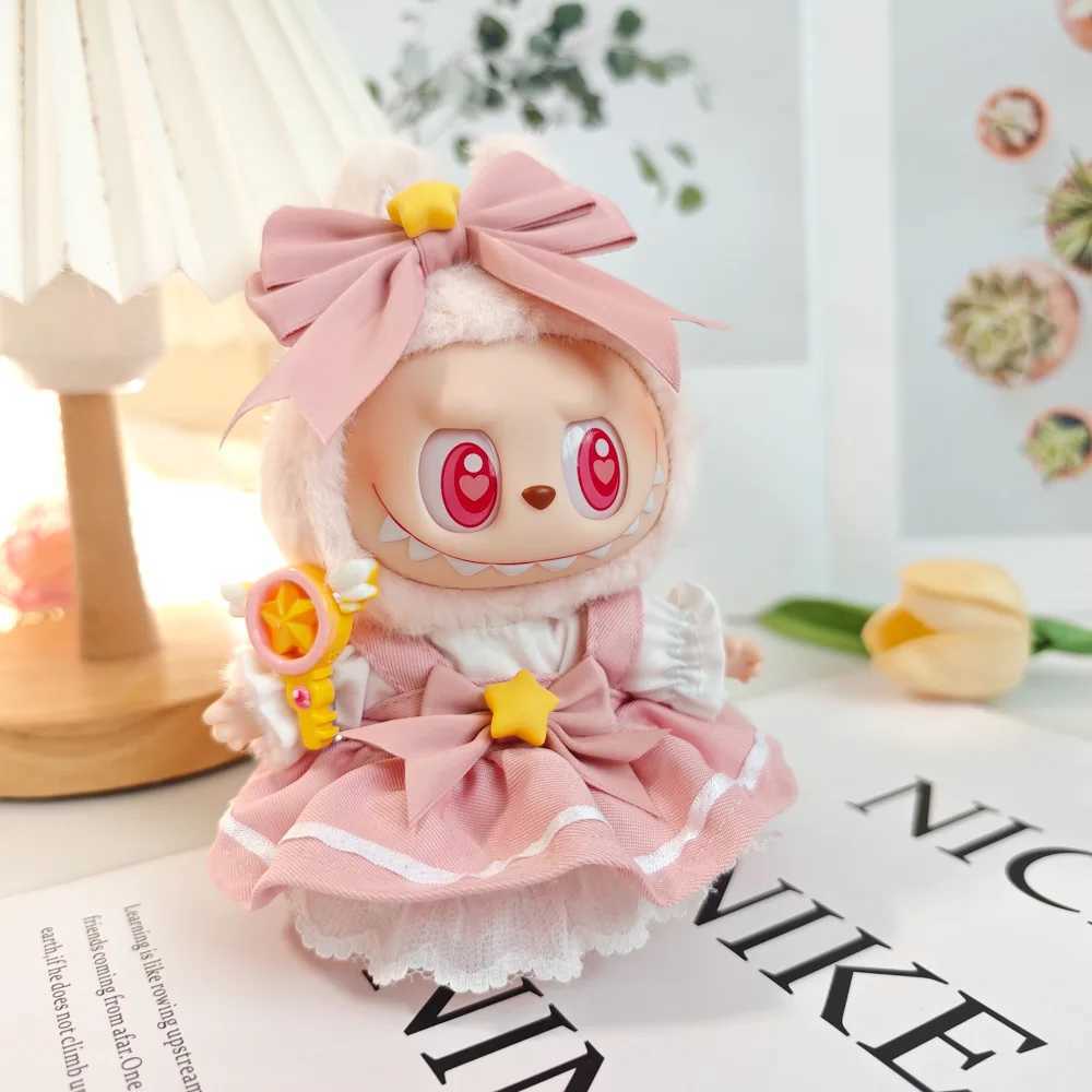 Doll Clothes For 1517cm Labubu Plush Doll Cosplay Kawaii Sakura Skirt Magic Wand Headwear Shirt 4PCSPack Anime Peripheral Gift C250924