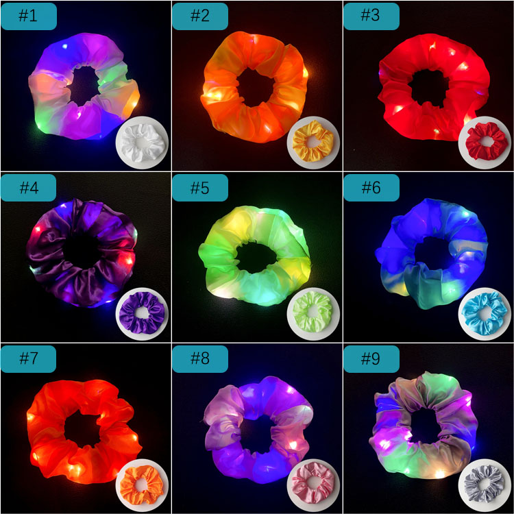 Hair Accessories Light Up Scrunchies For Girls Led Hair Ties Woman Ponytail Holder Scrunchy Bands Hairbands Party Supplies Halloween M4356