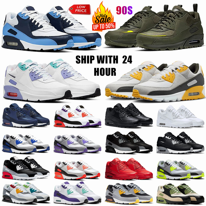 Designer shoes free shipping Men 90 Running Sports Shoes Triple 90s Camowabb Wolf Grey red Polka Dot Total Laser green Runner Hyper Grape Royal Women Trainer Sneakers