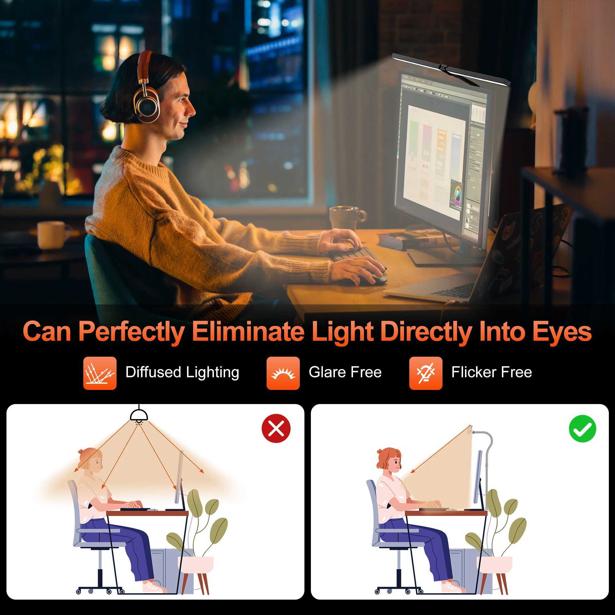 24W Desk Reading Light with Clamp Remote Control Double Head Gooseneck Lamp with 5 Dimmable and 5 Color Modes for Office Work C251115