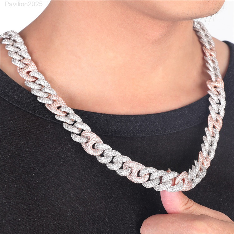 FaMoissaniteory Customized Trend Quality Gold Plated Hip Hop Link Chain Necklace for Men Mens Fashion Design with Moissanite Main Stone for Gift