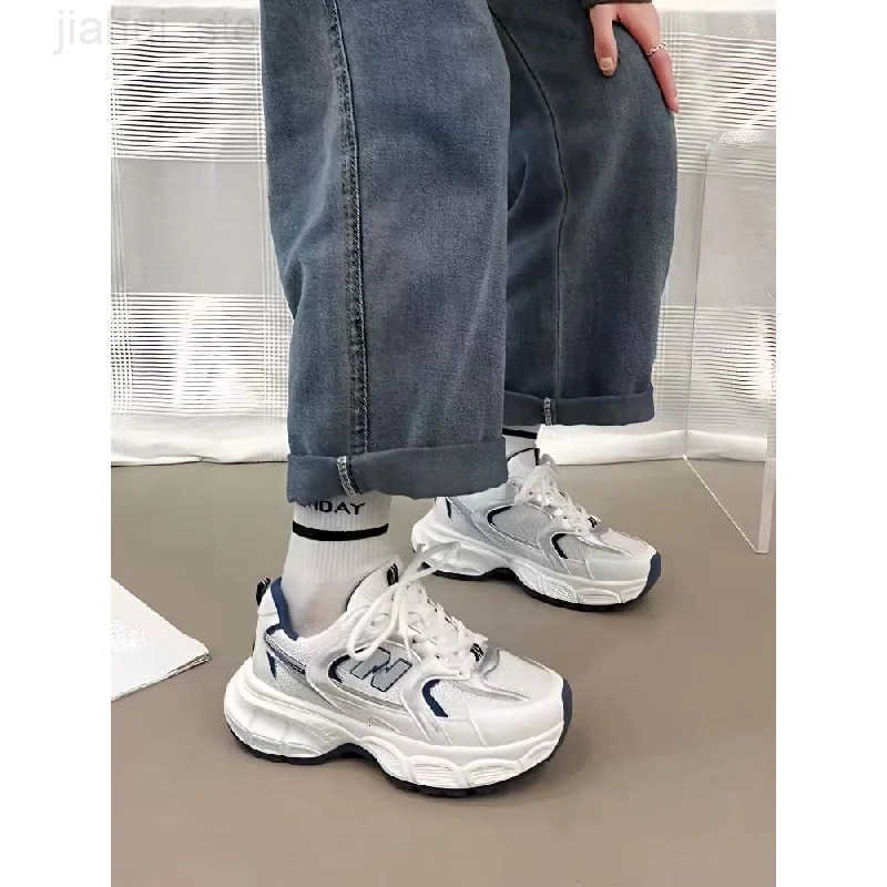 2025 Womens Dad Sneakers ColorBlock ThickSole Breathable White Sports Shoes Casual Running M250924